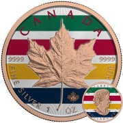 Canada CANADIAN COLORS Canadian Maple Leaf series THEMATIC DESIGN $5 Silver Coin 2017 Rose Gold plated 1 oz